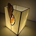 Szklany lampion - świecznik w formie domku z witrażu Tiffany