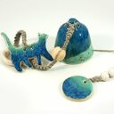 Boho łapacz snów z kotkiem - ceramiczna dekoracja
