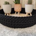 Taca ze sznurka - czarny organizer na szydełku (ok. 33 cm)