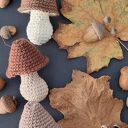 Zestaw trzech szydełkowych GRZYBKÓW - brązowa jesień w wersji handmade