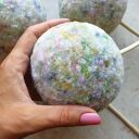 Trzy duże kwiaty z pomponów boho - dekoracja handmade