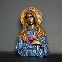 Rzeźba Matki Boskiej niebiesko - różowa wys. 15,5 cm