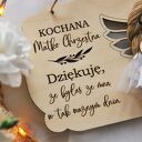 Podziękowanie dla Matki Chrzestnej - Anioł Stróż z drewnianą tabliczką