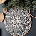 Duży łapacz snów beżowy 50 cm - boho dekoracja ścienna z drewnianą obręczą