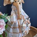 Pani Słonikowa w stylu rustykalnym - dekoracja handmade 33 cm