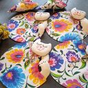 Ręcznie szyte podkładki pod kubki Kotki - zestaw 4 szt. + serduszka