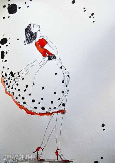 Praca akwarelą i piórkiem AH! artystki plastyka Adriany Laube