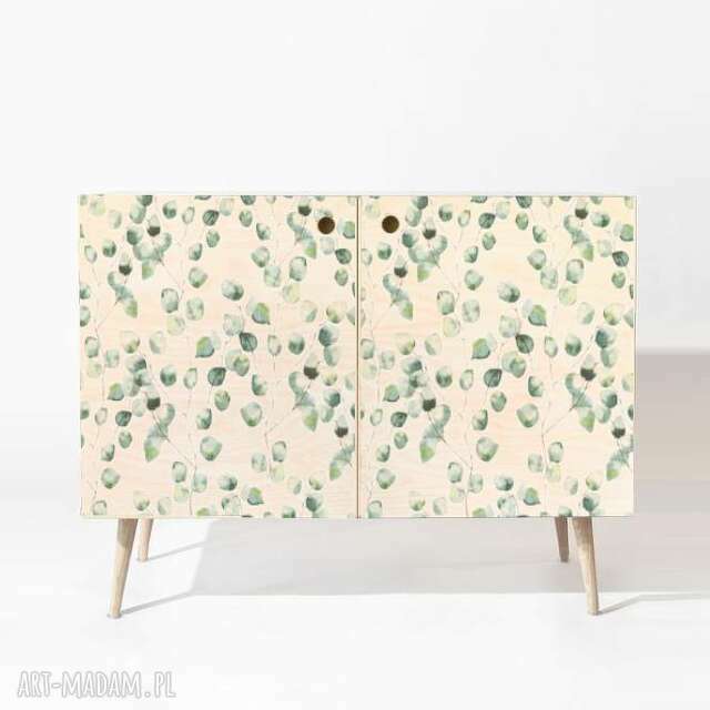 Komoda "credenza double" w stylu mid century/PRL ze sklejki - Birch leaves