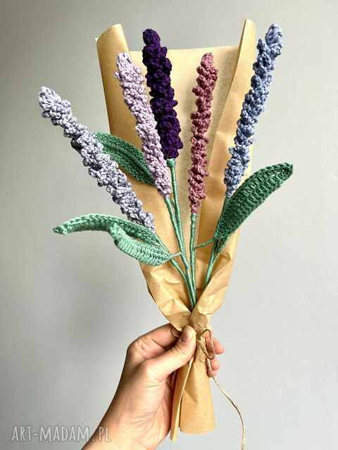 Bukiet lawendy szydełkowej • 5 gałązek • Rustykalne rękodzieło