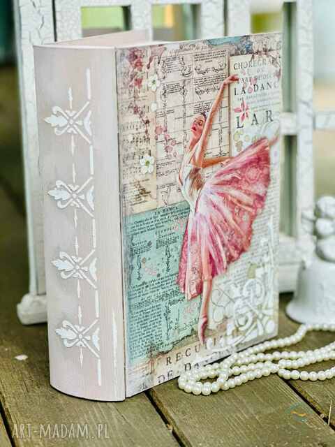 Kufer książka z motywem baletu, prezent, na biżuterię, na drobiazgi, dla niej