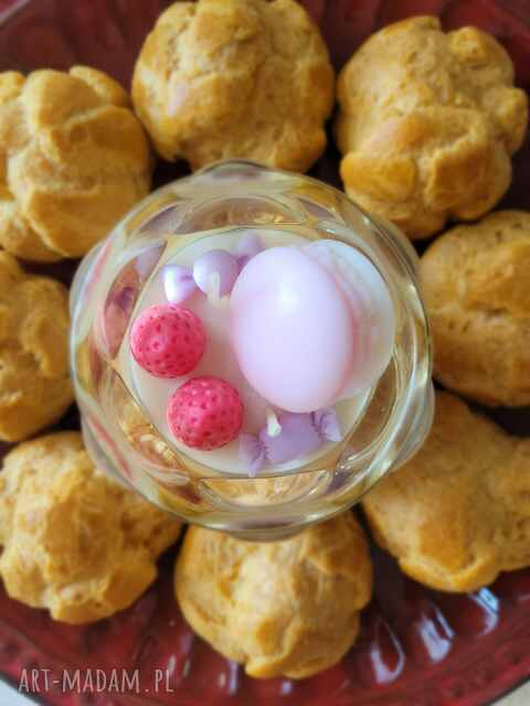 Świeca sojowa handmade - deser z makaronikiem