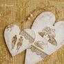 Damusia ręcznie zrobione dekoracje zawieszka komplet serca madame drewniane prezent