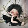 dekoracje: Czarny Motyl - Artystyczna lalka kolekcjonerska - szmacianka elf aniołek