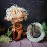 Lisi Chochlik z gęsią. Artystyczna lalka kolekcjonerska lis