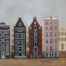 dekoracje: komplet 4 szt - ręcznie malowane amsterdam domki drewniane kamienice