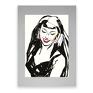 minimalizm plakat w stylu pop art. grafika z dziewczyną na szarym kartoniku kobieta obraz