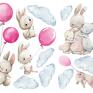 różowe dekoracje naklejka ścienna króliczki z balonami to idealna do króliczek