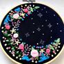 czarne dekoracje księżyc i gwiazdy haftowany haft płaski tamborek wyszywany