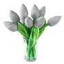 białe kwiaty szary bawełniany bukiet tulipany dekoracje wiosna