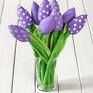 tulipany, fioletowy bawełniany bukiet - prezent kwiaty wiosna