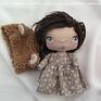 brązowe lalka miś lala - dekoracja tekstylna, ooak, pocket doll szmacianka