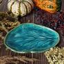 BADURA turkusowe dodatki patera ceramiczna podstawka na świece dekoracje liść ceramika