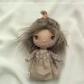 na szczęście dekoracje lalka kolekcjonerska lala - sowa, tekstylna, ooak, pocket doll szmacianka ręcznie szyta