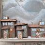 rustykalna ozdoba dekoracje pomysł na prezent trójwymiarowy obrazek no 3 domki z drewna