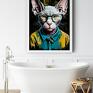 Justyna Jaszke obraz dekoracje kot portret hipsterskiego - zigi - wydruk na płótnie koty