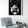Justyna Jaszke kot portret kota hipsterskiego - oliver - wydruk na dekoracje na płótnie ilustracja