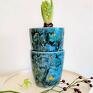 Zestaw 2 ceramicznych doniczek handmade - Blue Sky na kwiatka doniczka