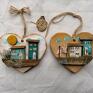 pomysł na upominek na święta z drewna ozdobne serce z domkami no 1 dekoracje na prezent