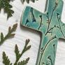 dekoracje: Krzyżyk ceramiczny z roślinami - komunijna pamiątka komunii