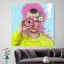 różowe dekoracje plakat obraz na płótnie "lady donut" 100x100 dodatki