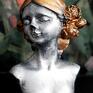 srebrne portret rzeźba z gipsu - kobiety, wys. 9,5 cm