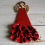 brązowe dekoracje prezent anioł ceramiczny - flamenco