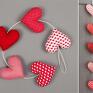 dekoracje: sercowa czerwona, 5 serc - prezent girlanda serce