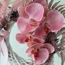 dekoracje: Wianek różowa orchidea - na ścianę storczyk