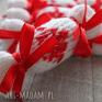 Oryginalna ozdoba. Czerwono - białe cukierki 3D na choinkę, na stół świąteczny, jako dodatek do prezentów. Narodzenie