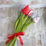 białe dekoracje tulipany ręcznie szyte materiałow, bukiet, urodziny dekoracyjne