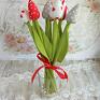 Tulipany materiałow ręcznie szyte, bukiet, urodziny, imieniny, Dzień Babci z bawełny