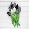 Bukiet bawełnianych, miękkich, nie więdnących tulipanów. 9 kwiatów w kolorze czarno. Tulipany z materiału