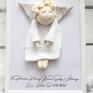 dla dziecka: Biały anioł Pamiątka Komunii chłopca - figurka z masy solnej