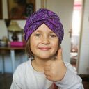 Fioletowa opaska turbanowa dla dziewczynki 5-8 lat - folk etno boho, na gumce