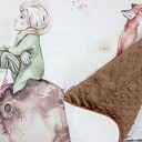 ZESTAW 75X100 KOCYK i PŁASKA PODUSZKA Mały Książe Akwarela