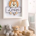 Ramka z imieniem dziecka - Lew Personalizowana dekoracja do pokoju dziecka