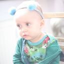 Turkusowa opaska dziecięca Ruda Klara - wiązana na kokardkę