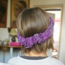 Fioletowa opaska turbanowa dla dziewczynki 5-8 lat - folk etno boho, na gumce