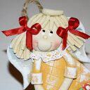 Kwiatek dla Ciebie - anioł z dedykacją, na szczęcie, z masy solnej, rękodzieło