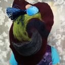 Komin polarowy dla dziecka z filcem boho - etno handmade z wełny merynosów (bordo)